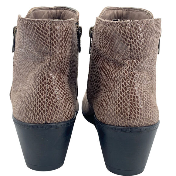 Hotter Leather Ankle Booties 9 Samia Tan Side Zip Western Neutral Preppy Minimal - Picture 8 of 12